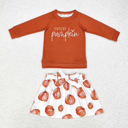 Sibling Baby Girls Pumpkins Top Leopard Leggings Skirts Bottom Fall Clothes Sets