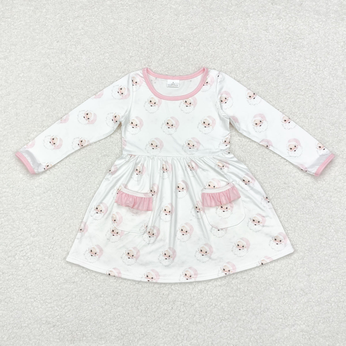 Sibling Baby Girls Santa Plaid Button Pockets Christmas Ruffle Knee Length Dresses