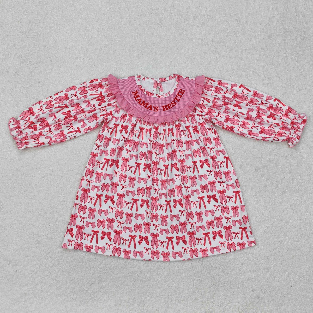 GLD0990  toddler girl clothes embroidery smocked bows girl Valentine's Day dress
