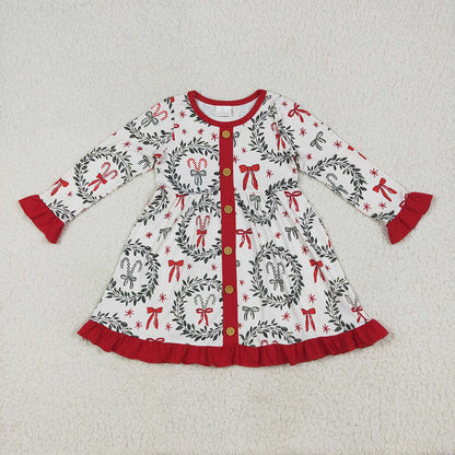 Sibling Baby Girls Christmas Green Red Bows Rompers Dresses