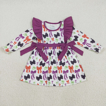 Sibling Baby Girls Halloween Colorful Bows Rompers Dresses