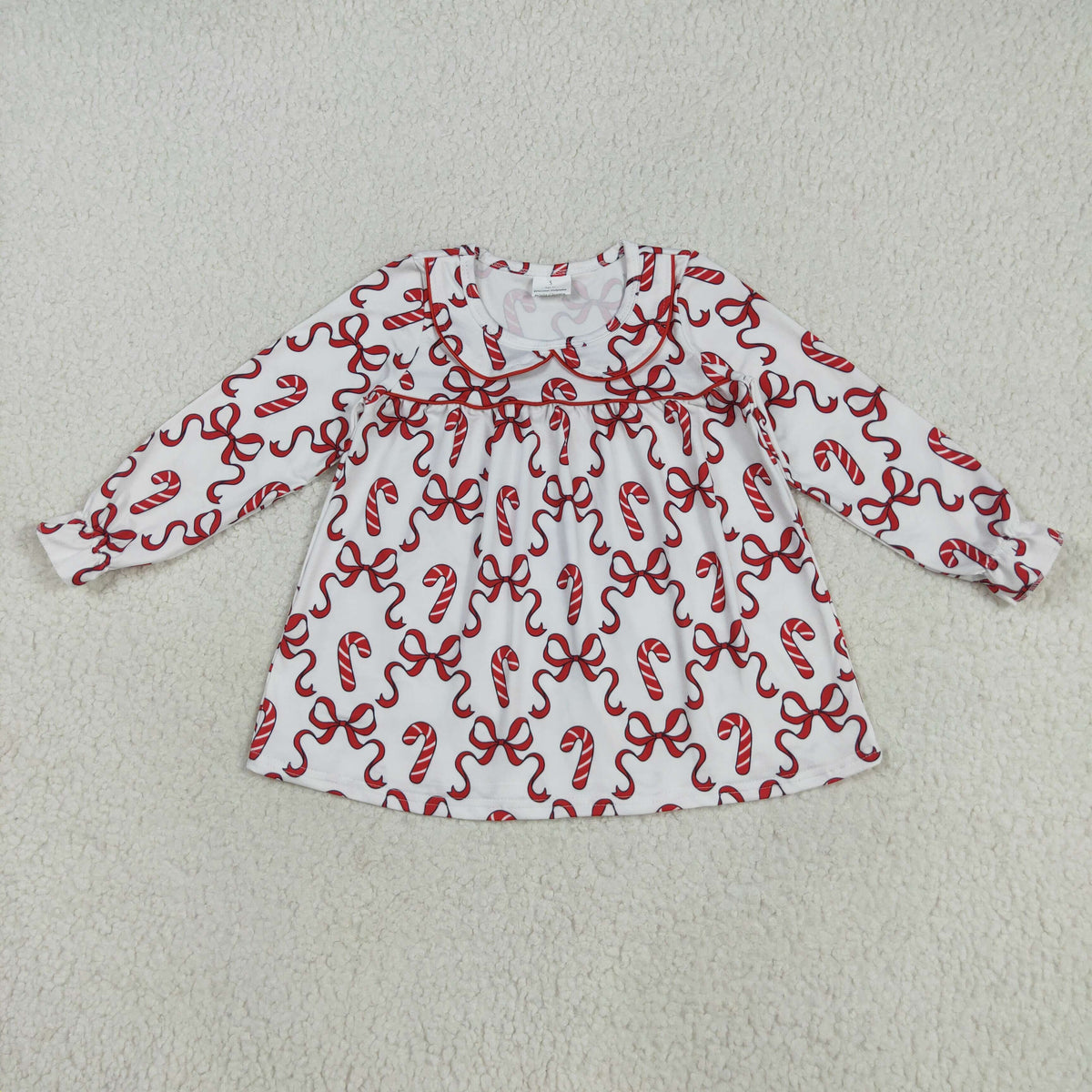 Sibling Baby Girls Candy Cane Stripes Button Christmas Ruffle Knee Length Dresses