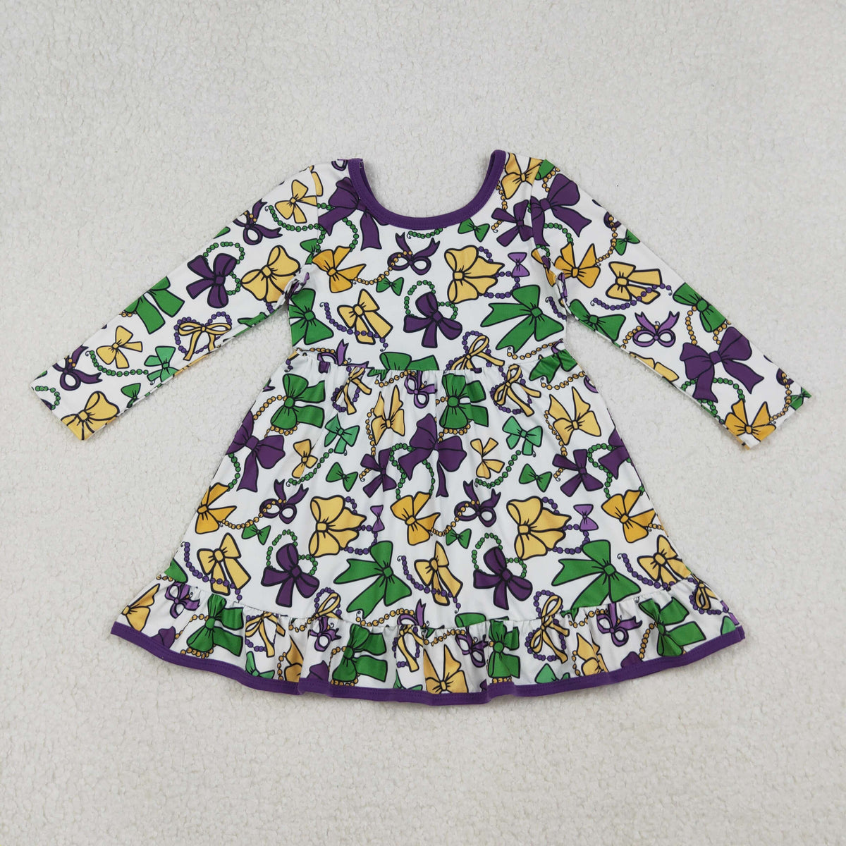 Sibling Baby Girls Mardigras Bows Plaid Pants Pajamas Sets Ruffle Knee Length Dress Zipper Romper
