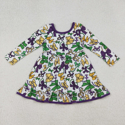 Sibling Baby Girls Mardigras Bows Plaid Pants Pajamas Sets Ruffle Knee Length Dress Zipper Romper