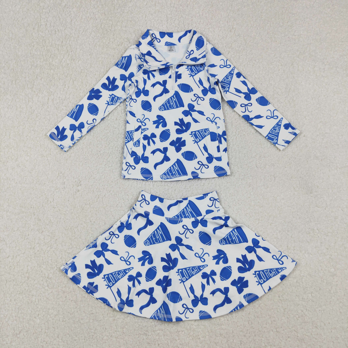 Sibling Baby Girls Bows Footballs Go Team Zipper Pullovers Skirt Shorts Yoga Active Clothes Sets