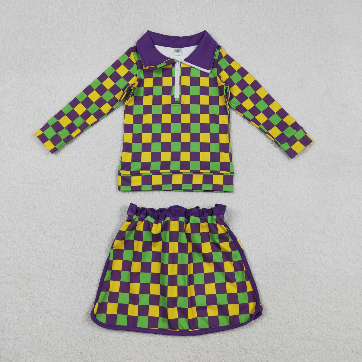 Sibling Mardigras Bows Anchors Leopard Zip Pullovers Skirt Shorts Yoga Active Clothes Sets