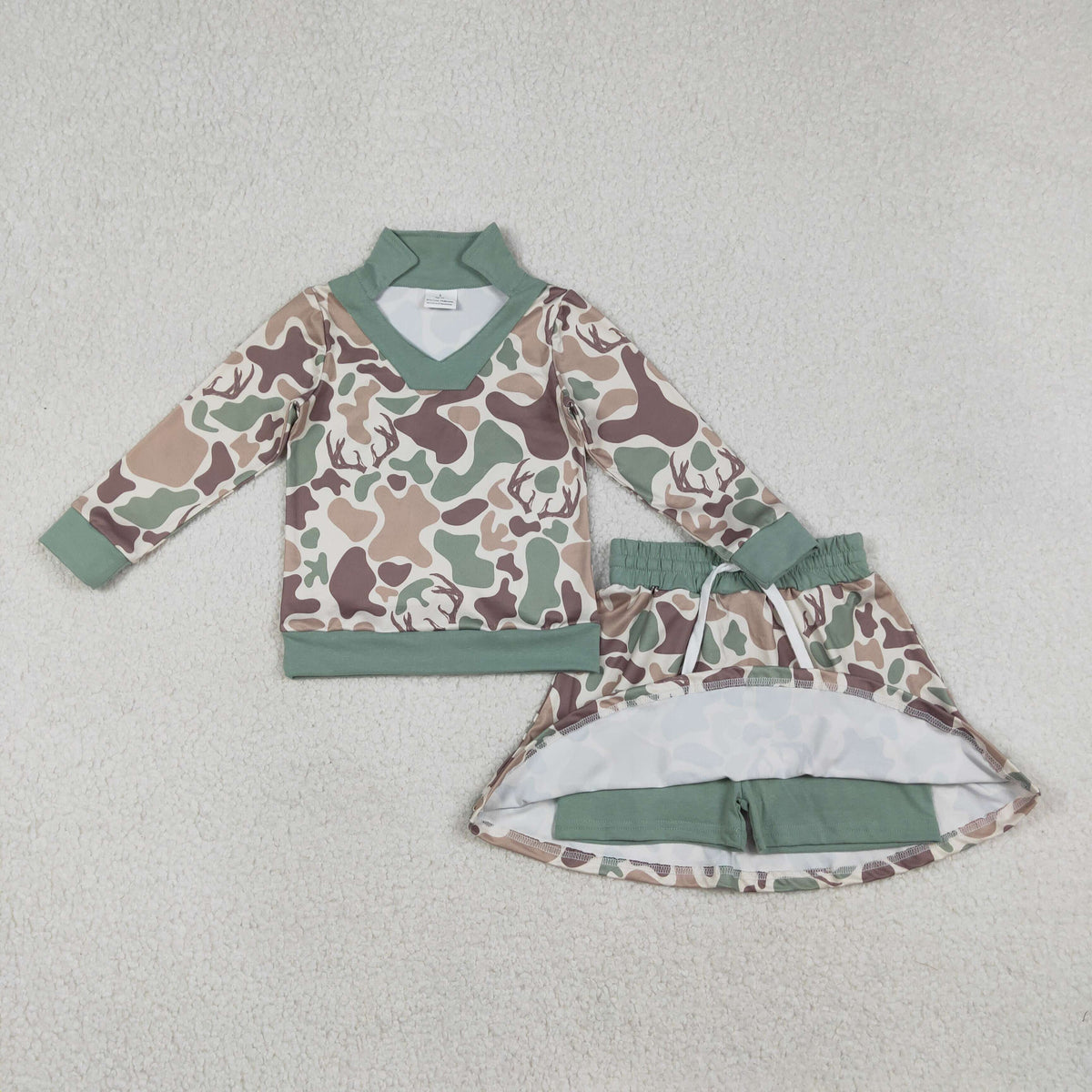 Sibling Baby Girls Southern Camo Long Sleeve Top Skirt Shorts Clothes Sets