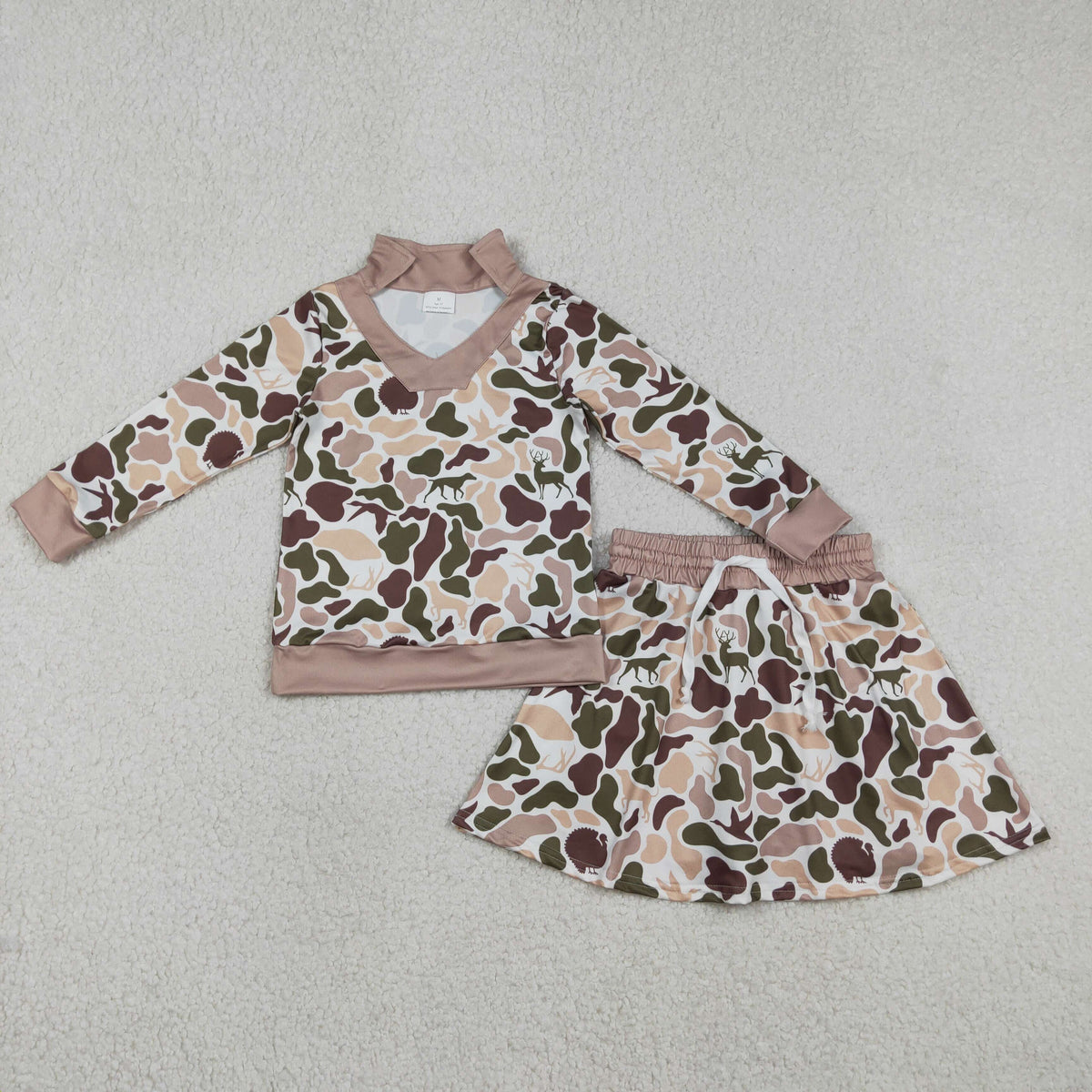 GLD1480 Baby Girls Southern Hunting Dogs Ducks Camo Top Skirt Shorts Clothes Sets