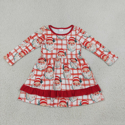 Sibling Baby Girls Red Checked Santa Ruffle Pant Christmas Pajamas Set Dress Blanked