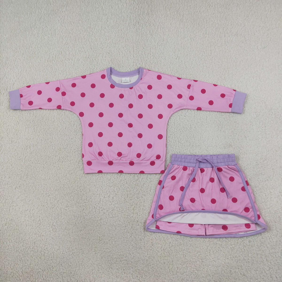 Sibling Baby Girls Long Sleeves Polka Dots Top Skirt Short Clothes Sets