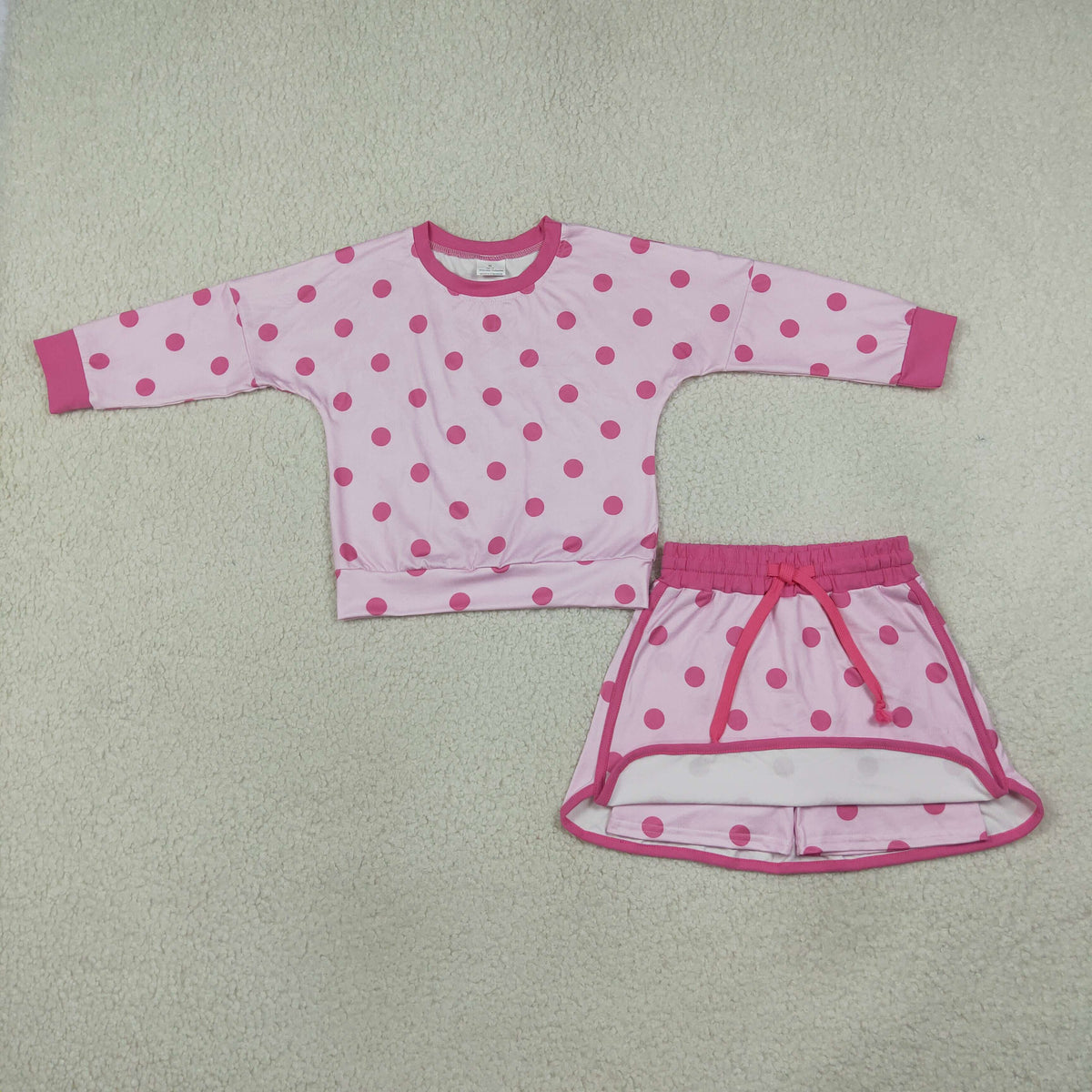 Sibling Baby Girls Long Sleeves Polka Dots Top Skirt Short Clothes Sets