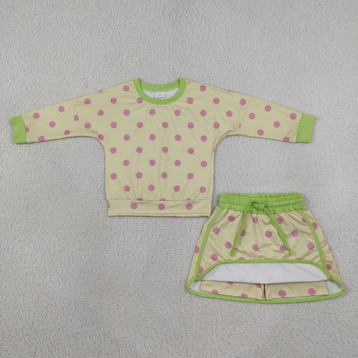 Sibling Baby Girls Long Sleeves Polka Dots Top Skirt Short Clothes Sets