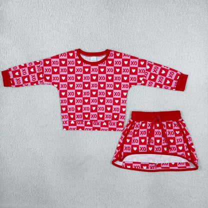 Sibling Baby Girls Long Sleeves Polka Dots Top Skirt Short Clothes Sets