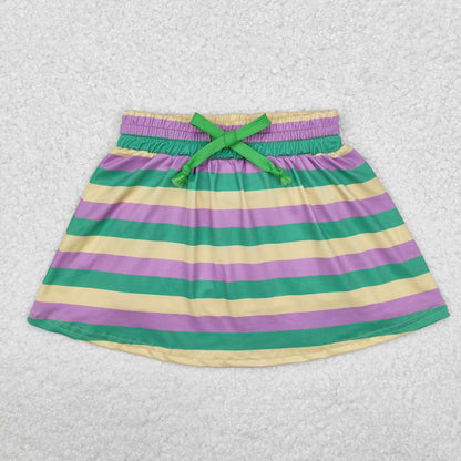Sibling Baby Girls Mardigras Stripes Ruffle Shorts Skirt Shorts Bottom