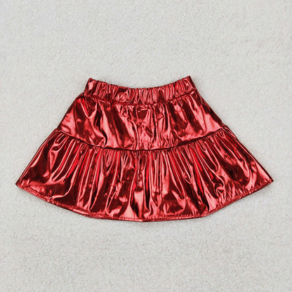 3 Colors Sibling Baby Girls Leather Metallic Skirts Bottoms