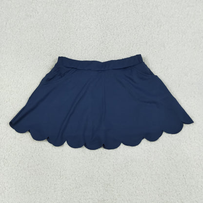 GLK0236 Baby Girls Navy Pockets Yoga Active Scallop Skirt Short Bottoms