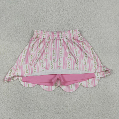 Sibling Baby Girls Colorful Flowers Scallop Skirt Shorts Bottom