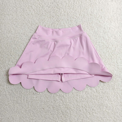 GLK0268 Baby Girls Pink Yoga Active Scallop Skirt Short Bottoms