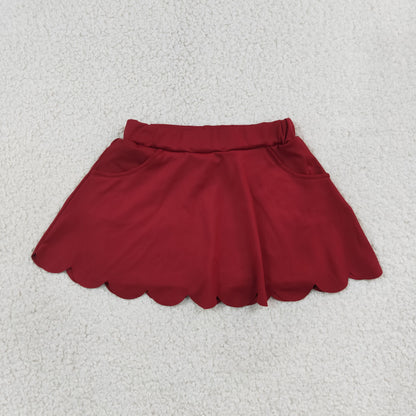 GLK0304 Baby Girls Maroon Pockets Yoga Active Scallop Skirt Short Bottoms