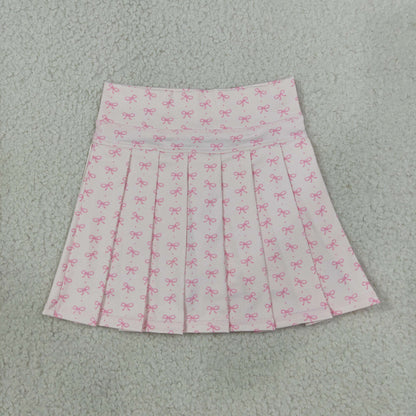 GLK0305 Baby Girls Pink Bows Plaid Yoga Active Plaeted Skirt Shorts Bottom