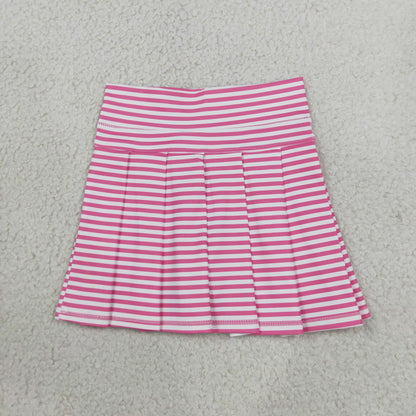GLK0335 Baby Girls Pink Stripe Yoga Active Plaeted Skirt Shorts Bottom