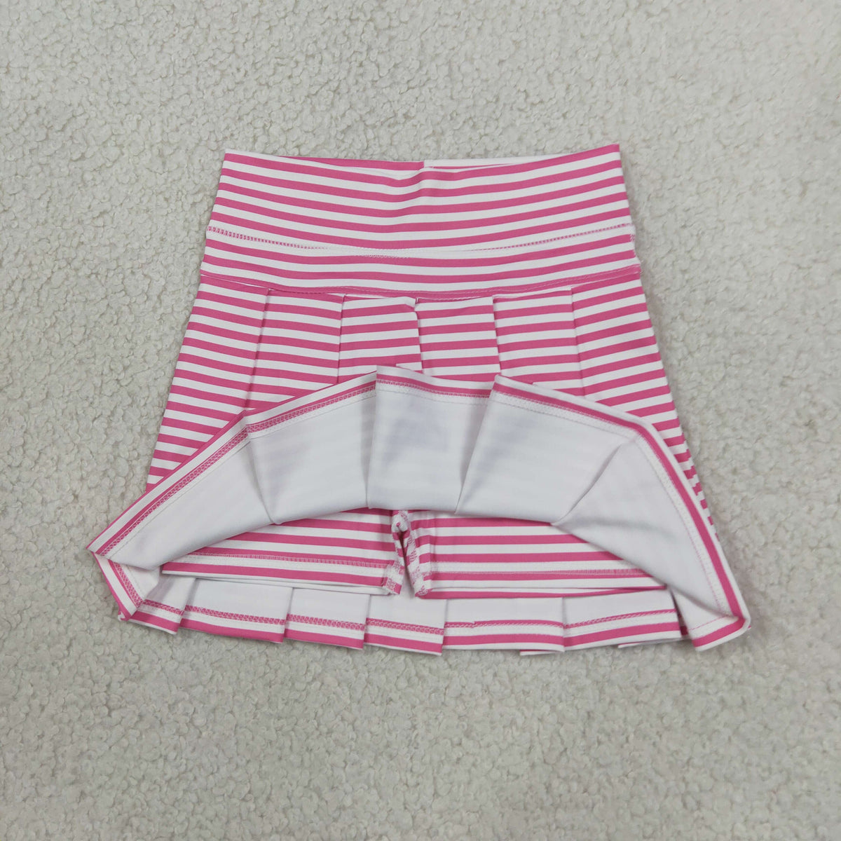 GLK0335 Baby Girls Pink Stripe Yoga Active Plaeted Skirt Shorts Bottom