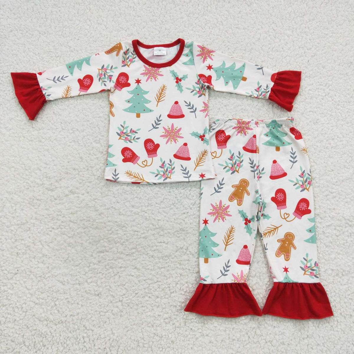Sibling Baby Kids Trees Snowflake Top Pants Christmas Pajamas Sets Zipper Footie Rompers