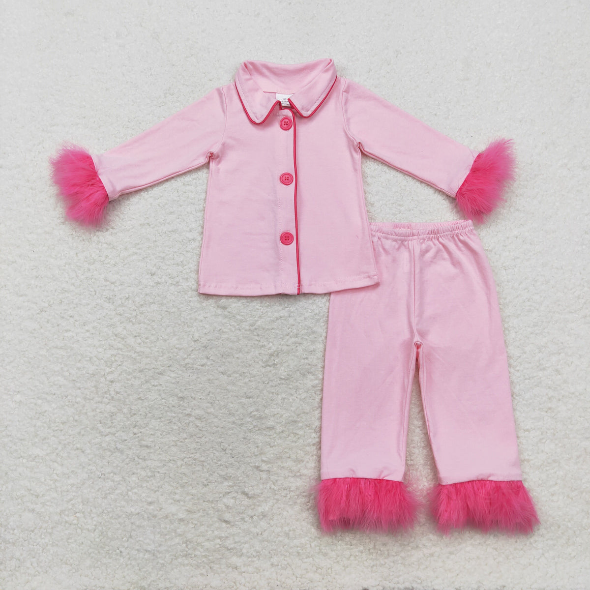 Sibling Baby Girls Bows Boots Hearts Button Top Pant Fur Pajamas Clothes Sets