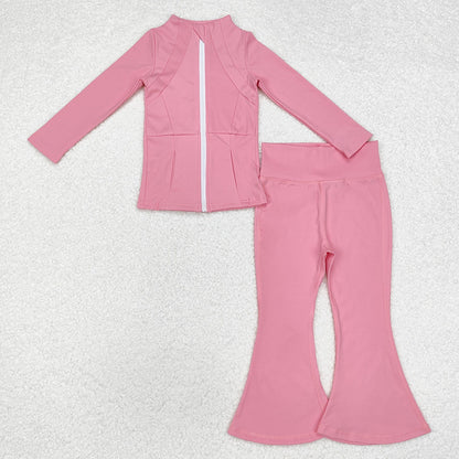 8 Colors Sibling Baby Girls Yoga Active Wear Jackets Pants 2pcs Work Outfits Sets