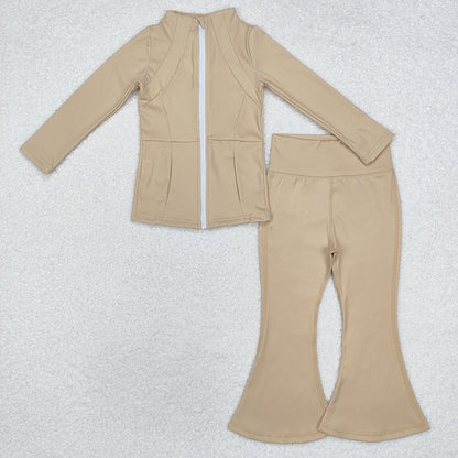 8 Colors Sibling Baby Girls Yoga Active Wear Jackets Pants 2pcs Work Outfits Sets