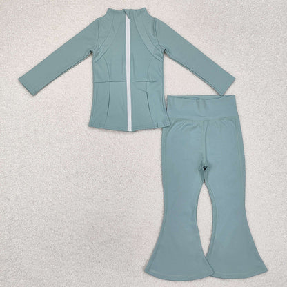 8 Colors Sibling Baby Girls Yoga Active Wear Jackets Pants 2pcs Work Outfits Sets
