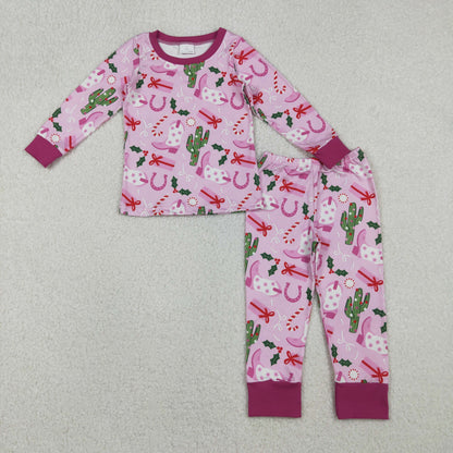 Sibling Baby Girls Christmas Long Sleeves Santa Trees Top Pant Pajamas Clothes Sets