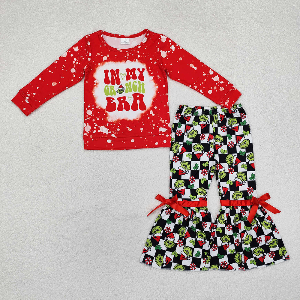 Sibling Baby Girls Christmas Frog Squad Tops Bell Bottom Pants Clothes Sets