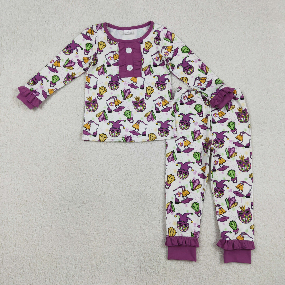 Sibling Baby Boys Girls Mardigras Pajamas Clothes Sets