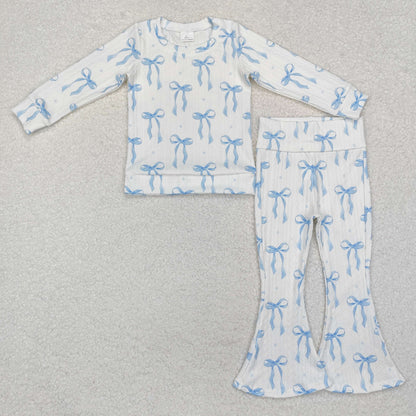 Sibling Baby Girls Bows Flowers Tunic Leggings Pant Ruffle Sleeves Clothes Sets