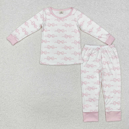 Sibling Baby Girls Bows Bamboo Pajamas Set Hoodies Jacket Bummies Set