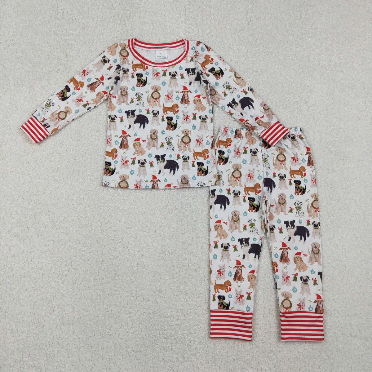 Sibling Baby Girls Christmas Long Sleeves Bows Holly Boots Top Pant Pajamas Sets
