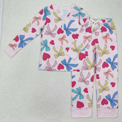 Sibling Adult Women Long Sleeve Bows Santa Pants Pajamas Sets