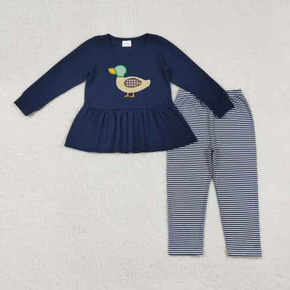 Sibling Baby Girls Embroidery Ducks Deer Camo Tunic Ruffle Pants Hunting Clothes Sets