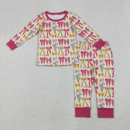 Sibling Baby Girls Colorful Bows Stars Pullovers Pants Pajamas Clothes Sets Rompers