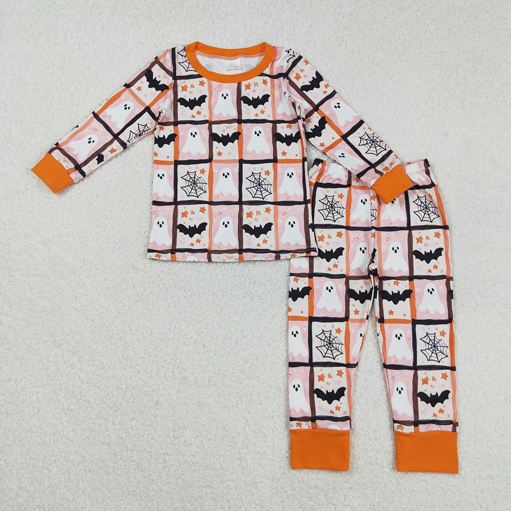 Sibling Baby Girls Ghosts Bats Top Pants Halloween Rompers Pajamas Sets