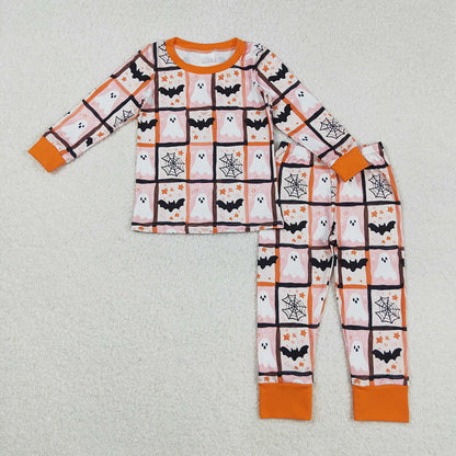 Sibling Baby Girls Ghosts Bats Top Pants Halloween Rompers Pajamas Sets