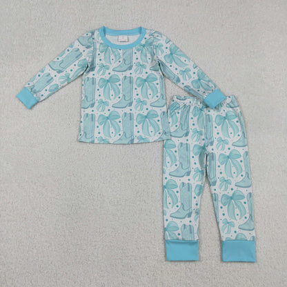 Sibling Baby Boys Girls Long Sleeve Bull Skulls Boots Hats Top Pants Western Pajamas Sets