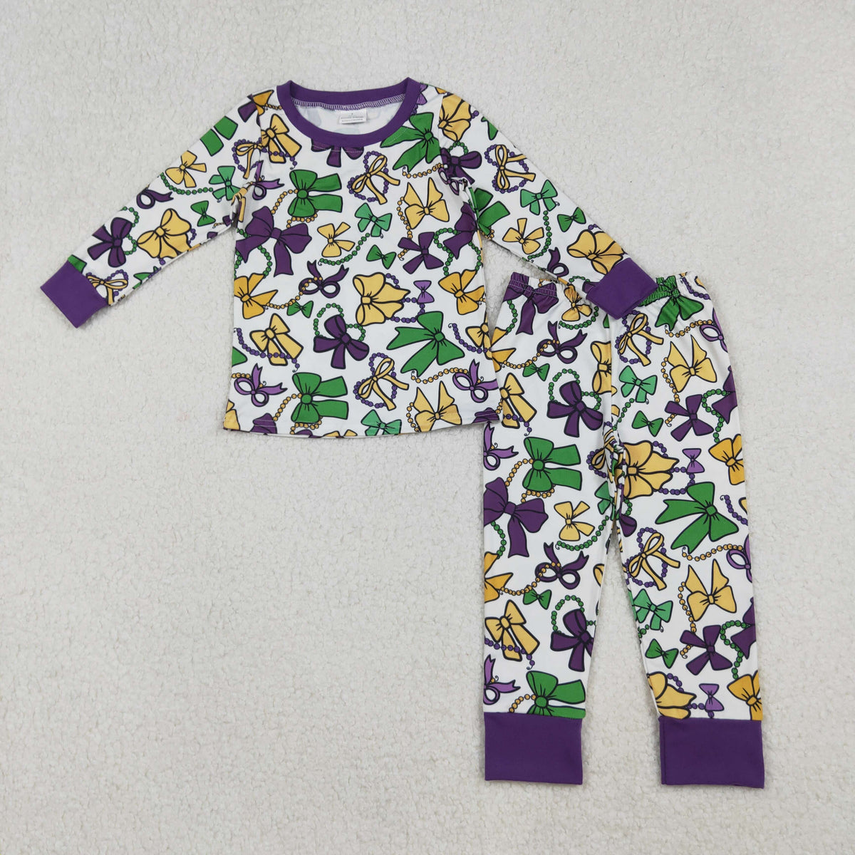 Sibling Baby Girls Mardigras Bows Plaid Pants Pajamas Sets Ruffle Knee Length Dress Zipper Romper