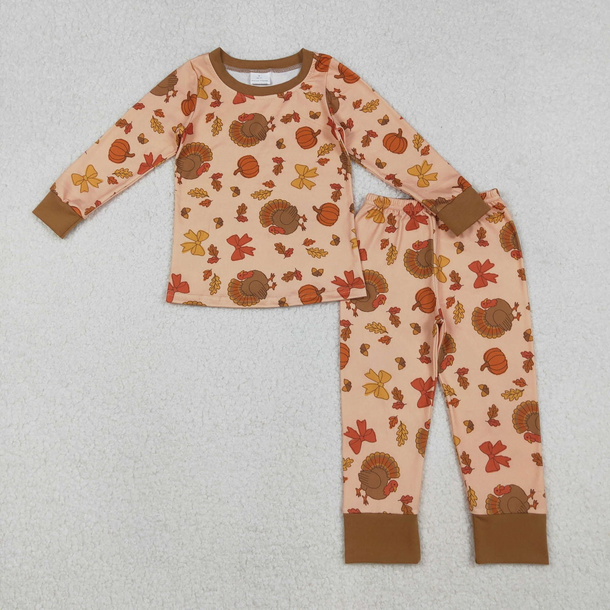 Sibling Baby Girls Turkey Pumpkins Top Pant Thanksgiving Pajamas Sets Zip Rompers
