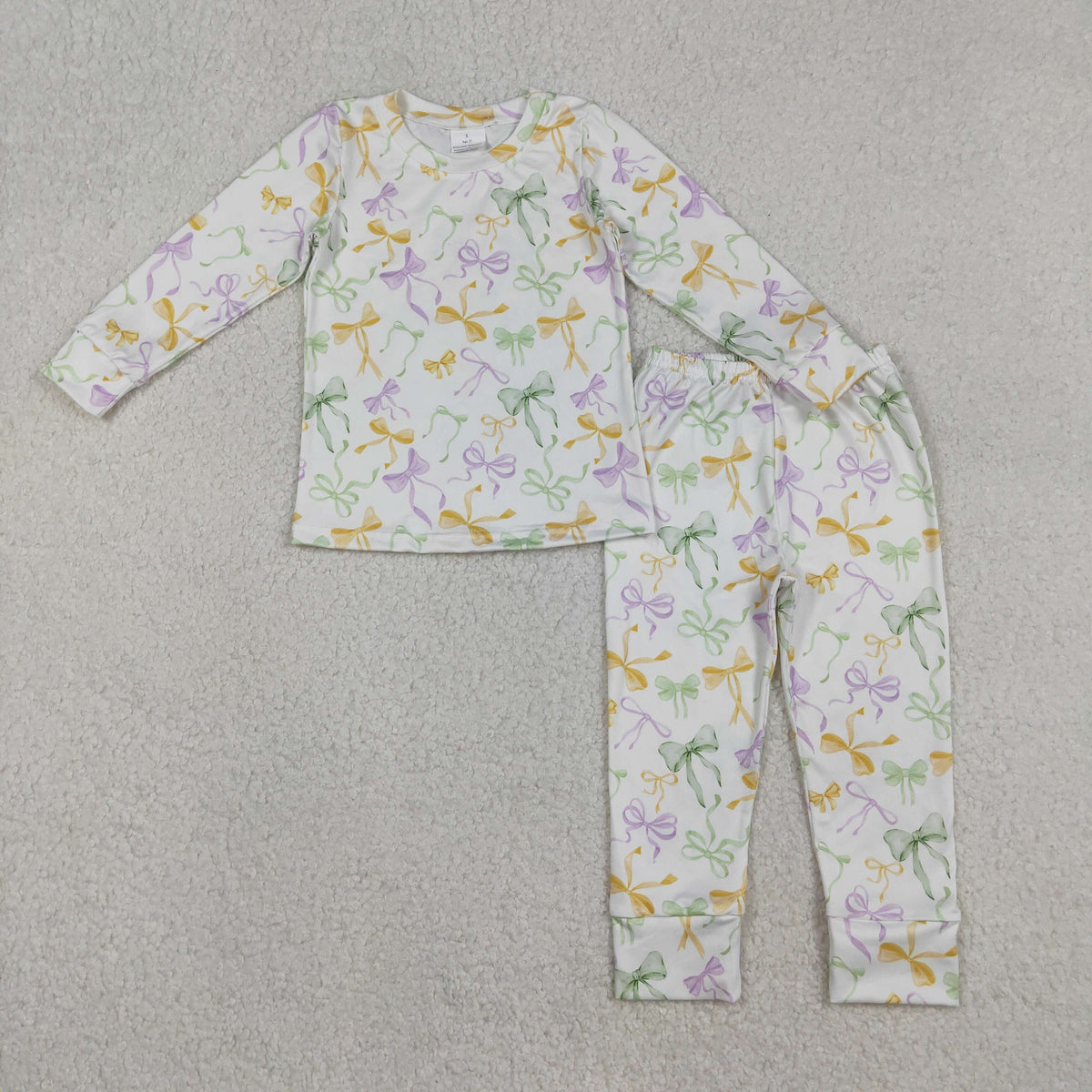 GLP2921 Baby Girls Mardigras Bows Plaid Top Pants Pajamas Sets