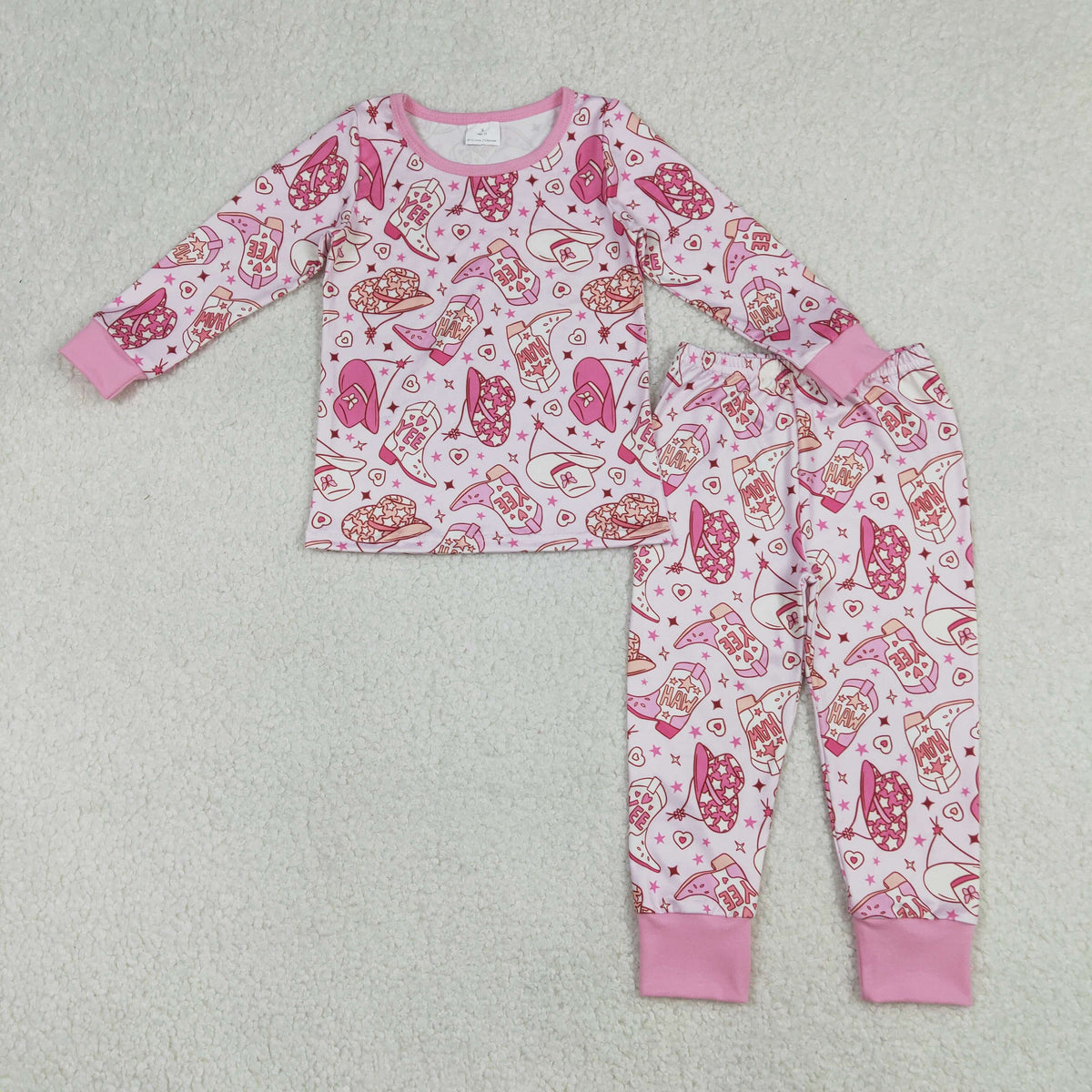 Sibling Baby Boys Girls Long Sleeve Bull Skulls Boots Hats Top Pants Western Pajamas Sets