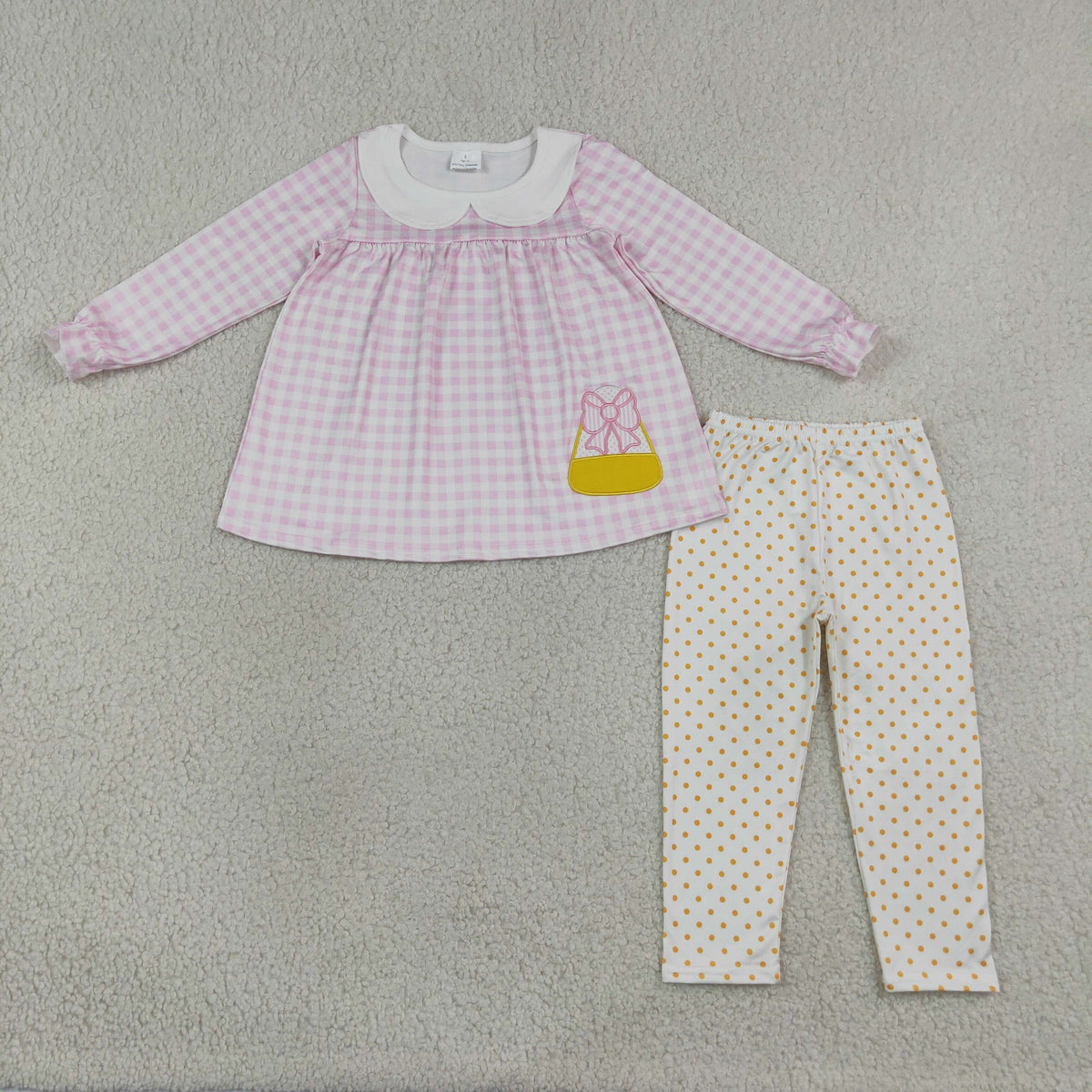 Sibling Baby Girls Embroidery Bows Pumpkins Candy Tunic Leggings Pant Fall Clothes Sets