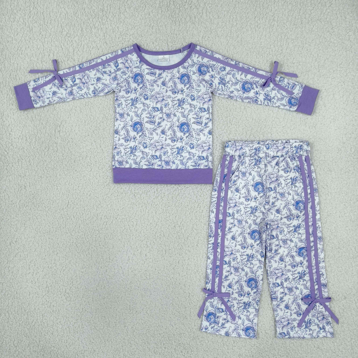 Sibling Baby Girls Long Leaves Ghost Pumpkins Deer Top Pockets Bows Pant Sets
