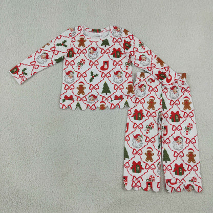 Sibling Baby Girls Pumpkins Flowers Holly Top Pants Fall Christmas Scallop Clothes Sets